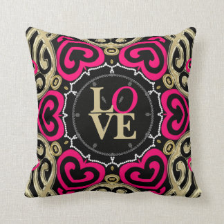 Decorative Gold & Hot Pink LOVE Pillow
