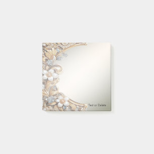 Decorative Gold White Floral Post it Notes