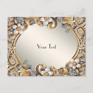Decorative Gold White Floral Postcard