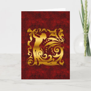 Decorative Golden Christmas Holiday Card