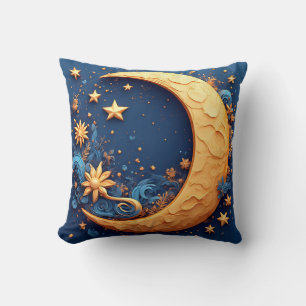 Decorative Golden Crescent Moon Cushion