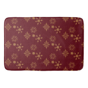 Decorative Golden Snowflakes Christmas Pattern Bath Mat