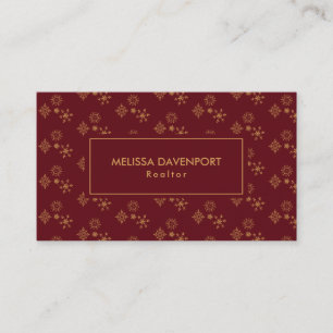 Decorative Golden Snowflakes Christmas Pattern Business Card