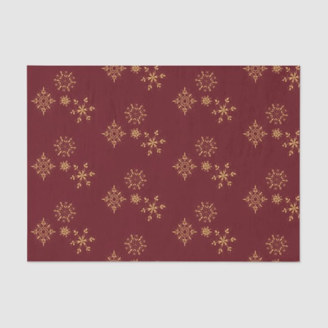 Decorative Golden Snowflakes Christmas Pattern Tissue Paper (Front)