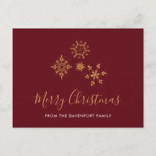 Decorative Golden Snowflakes Christmas Postcard