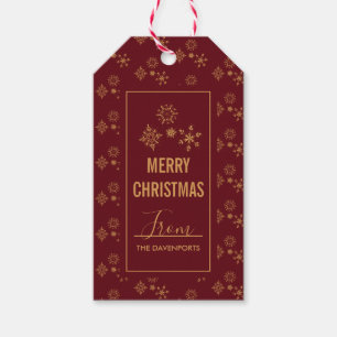 Decorative Golden Snowflakes Merry Christmas Gift Tags