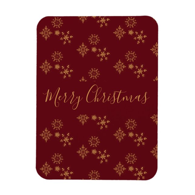 Decorative Golden Snowflakes Merry Christmas Magnet (Vertical)