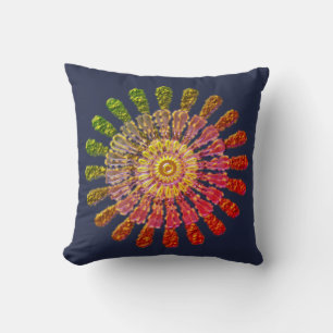 Decorative golden sun symbol cushion