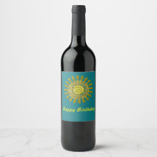 Decorative golden sun symbol wine label