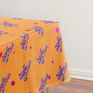 Decorative Gradient Stylised Sweet 16 on Orange Tablecloth