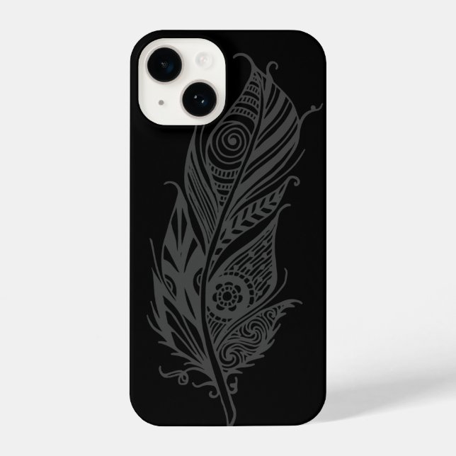 Decorative Graphic Art Bird  Feather iPhone Case (Back)