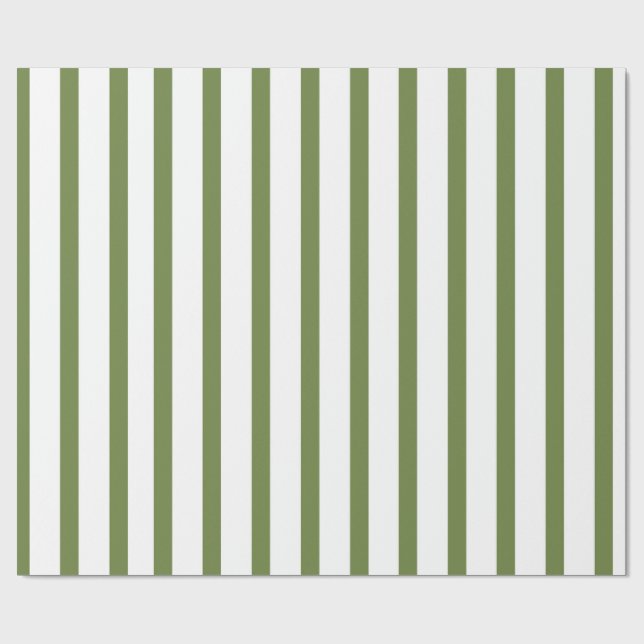 Decorative Green and White Stripes Wrapping Paper (Flat)