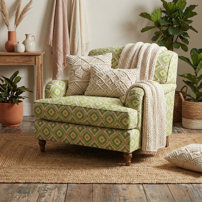 Decorative Green Beige & Yellow Geometric Pattern Fabric (Creator Uploaded)