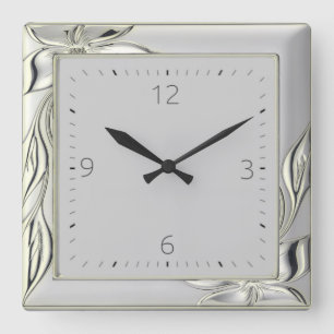 Decorative grey elegant Art Deco Square Wall Clock
