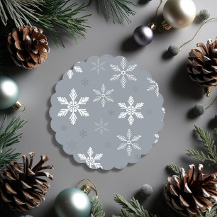 Decorative Grey  Snowflakes pattern Christmas Paper Coaster