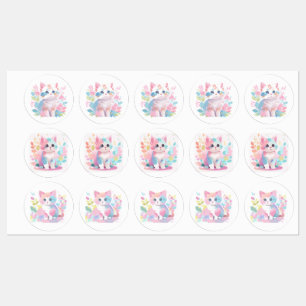 Decorative Group Of 3 Kittens In Flowers Stickers