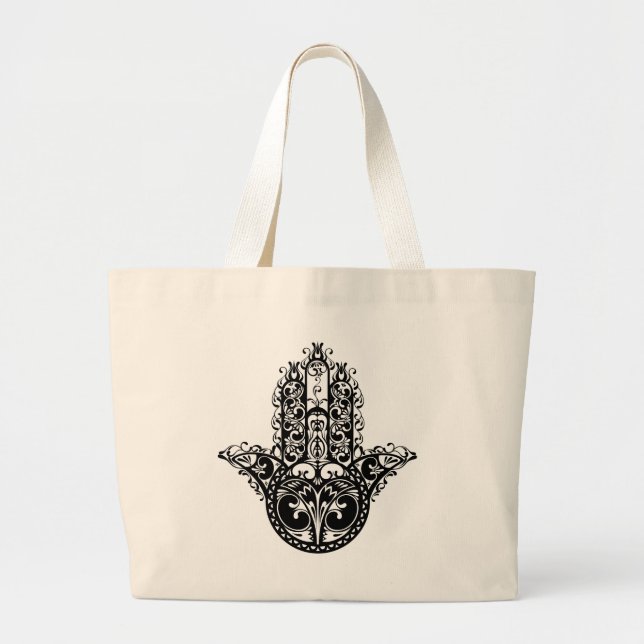 Decorative Hamsa Design Large Tote Bag (Front)