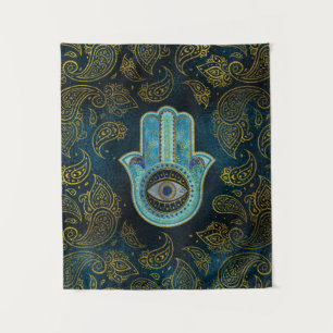 Decorative Hamsa Hand with paisley background Tapestry
