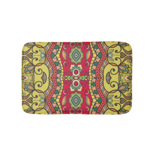 Decorative Hand-Drawn Seamless Abstract Pattern Bath Mat