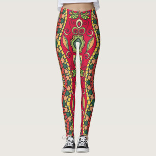 Decorative Hand-Drawn Seamless Abstract Pattern Leggings