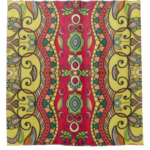 Decorative Hand-Drawn Seamless Abstract Pattern Shower Curtain
