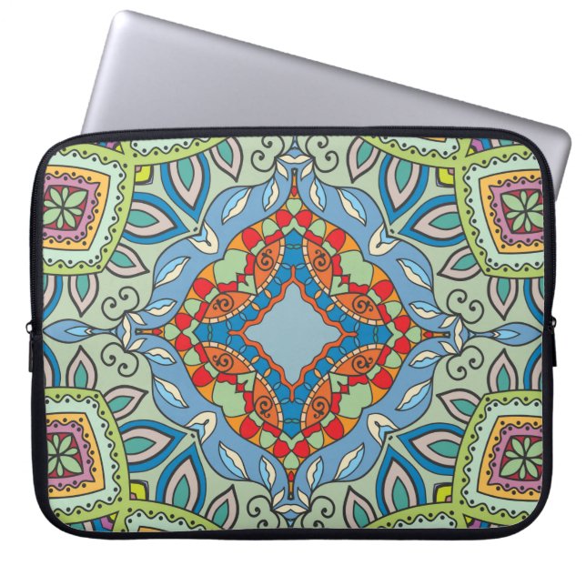 Decorative hand drawn seamless pattern. Colourful  Laptop Sleeve (Front)