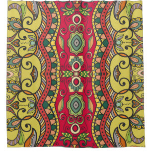 Decorative hand drawn seamless pattern. Colourful Shower Curtain