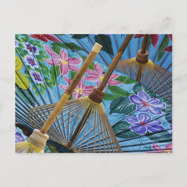 Decorative hand painted umbrellas in the village postcard (Front)