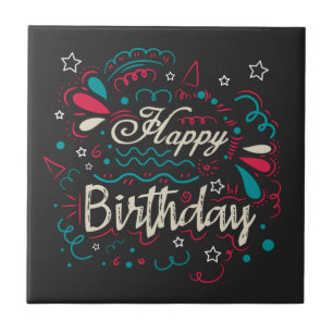 decorative happy birthday ceramic tile
