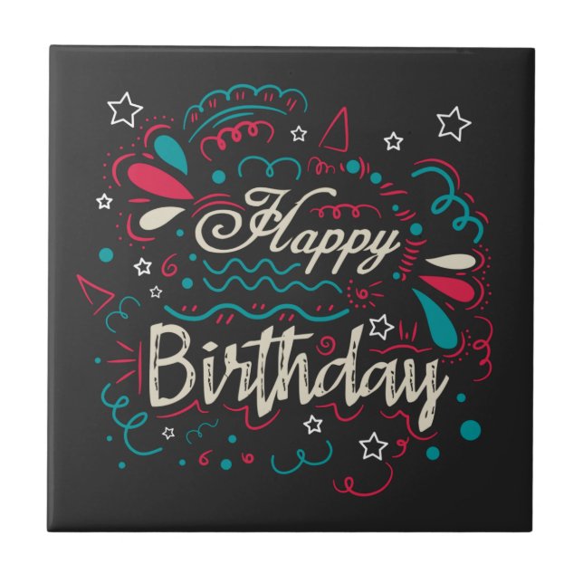 decorative happy birthday ceramic tile (Front)