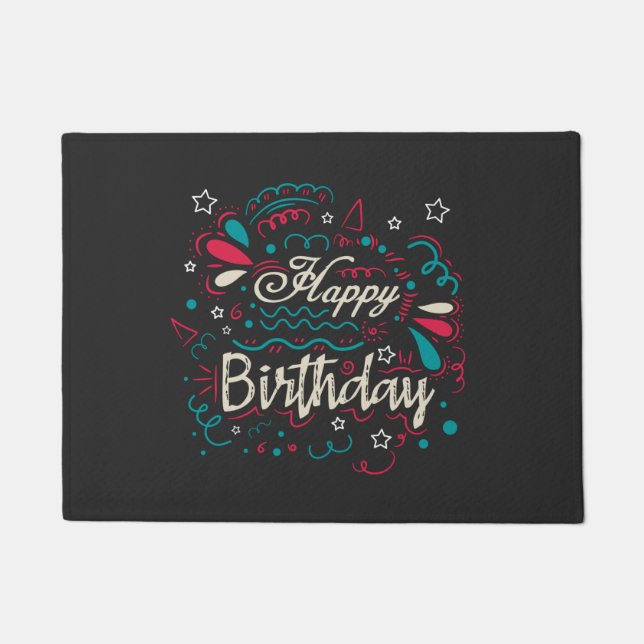 decorative happy birthday doormat (Front)