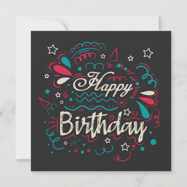 decorative happy birthday invitation (Front)