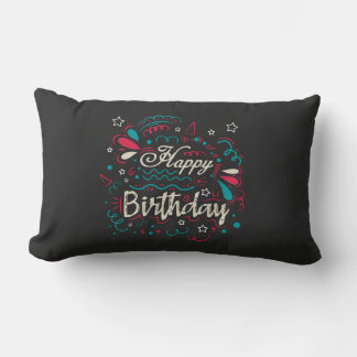decorative happy birthday lumbar cushion