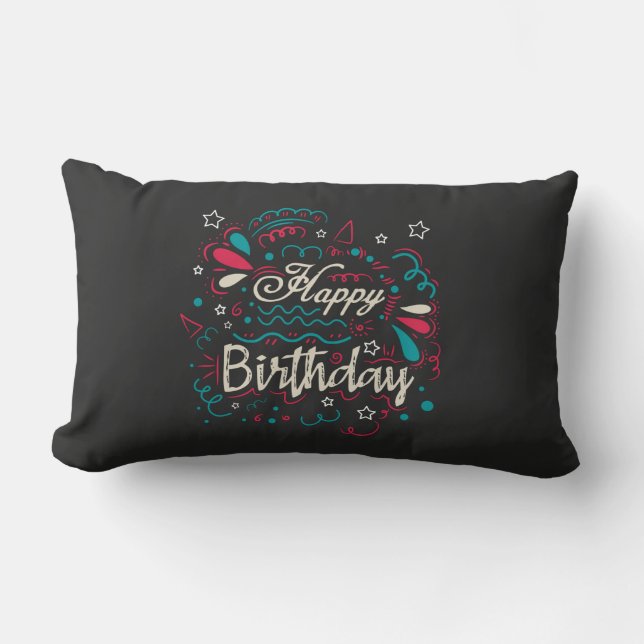 decorative happy birthday lumbar cushion (Front)