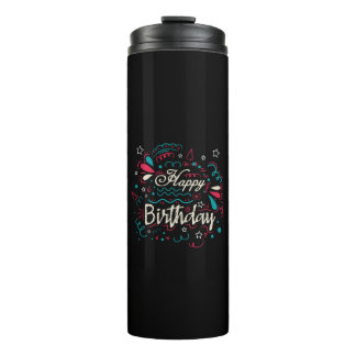 decorative happy birthday thermal tumbler