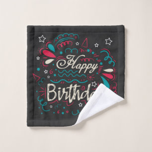 decorative happy birthday wash cloth