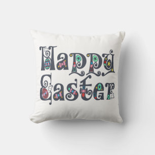 Decorative Happy Easter Typography   Throw Pillow
