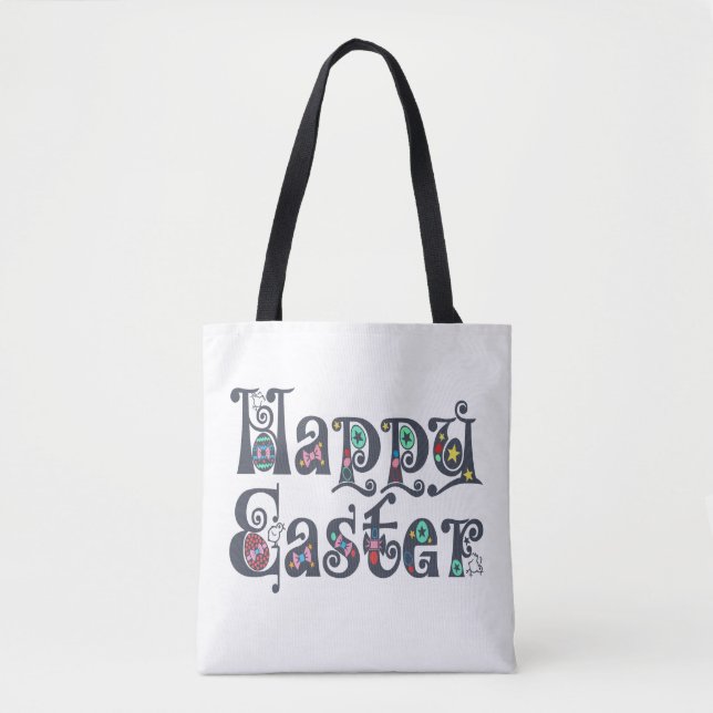 Decorative Happy Easter Typography | Tote Bag (Front)