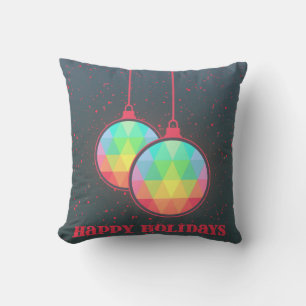 Decorative Happy Holiday Christmas Ball Cushion