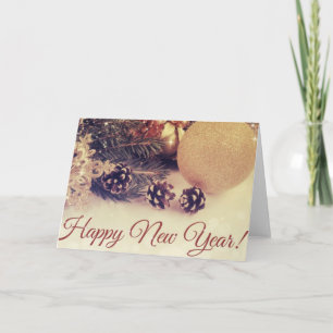 Decorative Happy New Year Holiday Card