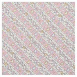 Decorative heart flower pink stripe girls fabric
