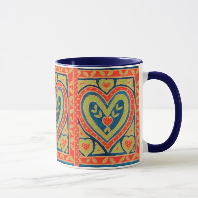 Decorative 'Heart' Ringer Coffee Mug (Right)
