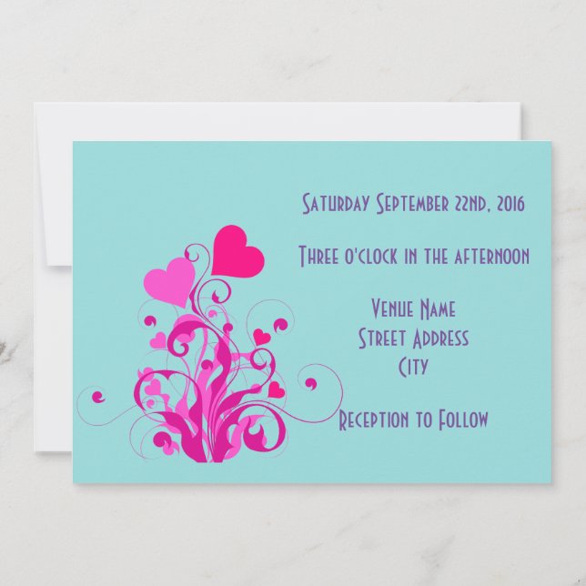 Decorative Hearts Wedding Invitation (Back)