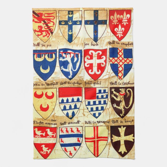 Decorative Heraldry Pattern Tea Towel (Vertical)