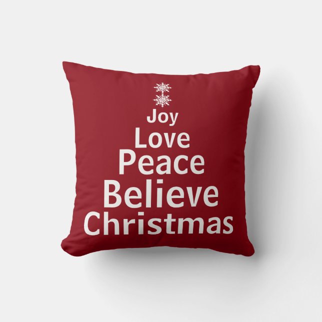 Decorative Holiday Christmas Word Tree Cushion (Front)