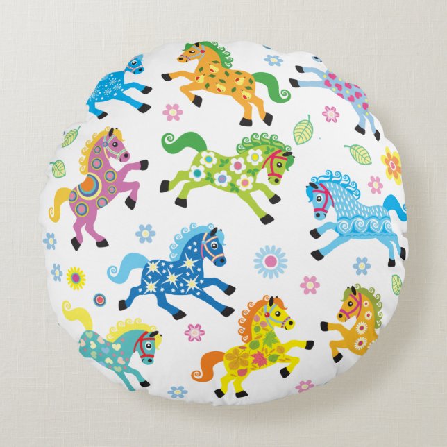 decorative horses round cushion (Front)