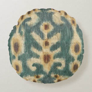 Decorative Ikat Fabric Design by Chariklia Zarris Round Cushion