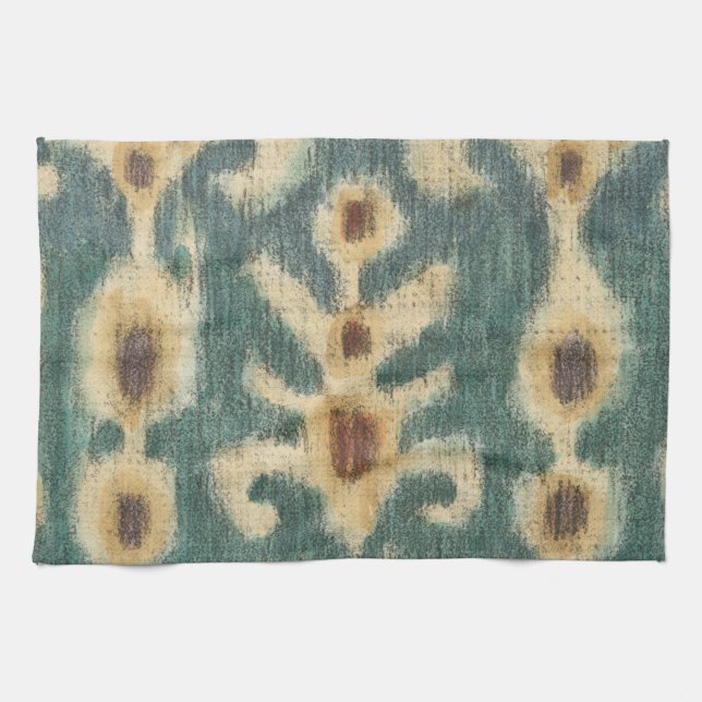 Decorative Ikat Fabric Design by Chariklia Zarris Tea Towel (Horizontal)