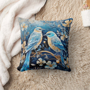 Decorative Illustration Birds and Flowers Cushion
