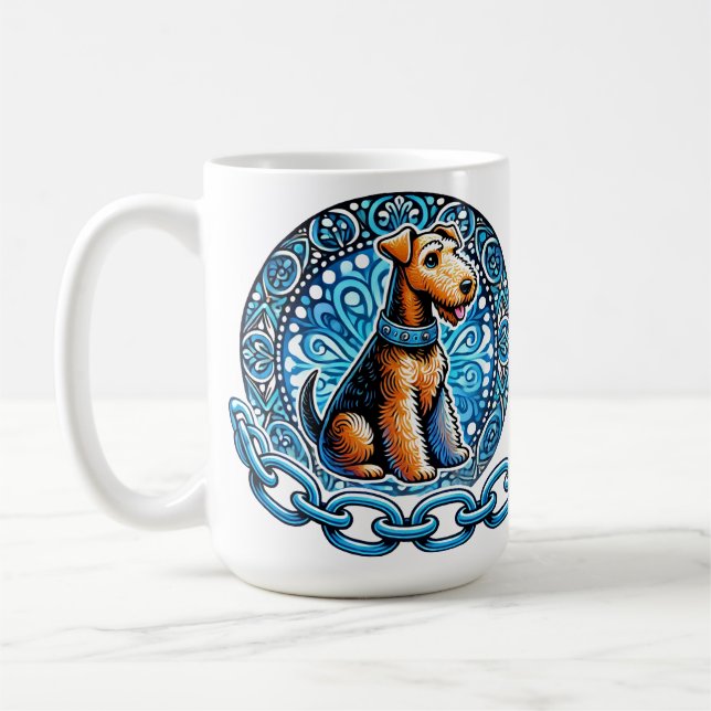 Decorative Illustration of a Terrier Dog Coffee Mug (Left)